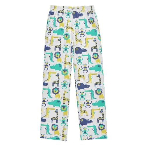 ZZXXB Lion Hippo Monkey Boys Long Pants Soft Trousers Elastic Waist Kids Lounge Bottoms with Pockets S-XL