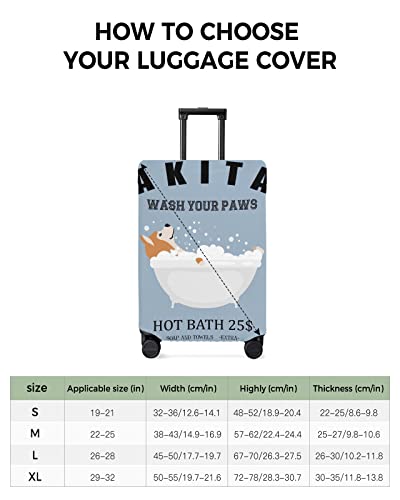 Travel Luggage Cover X-Large Suitcase Cover Fit for 29-32 Inch Luggage Luggage Protector Suitcase Cover Akita Wash Your Paws Cartoon Animal Bubble Bathtub Luggage Cover Protector for Suitcase3