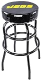 JEGS Heavy Duty Bar Stool - 28.5' High with 14 Inch 360 Degree Swivel - Vinyl Padded Logo Seat - Up to 300lb Capacity for Garage and Workshop