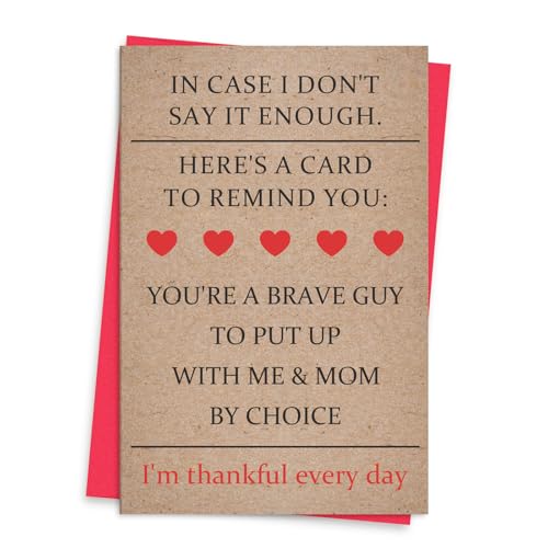 xiangqiankan Funny Step Dad Fathers Day Card for Him, Happy Bonus Fathers Day Card Gifts for Dad from Son Daughter, Humor StepDad Gifts for Men Him