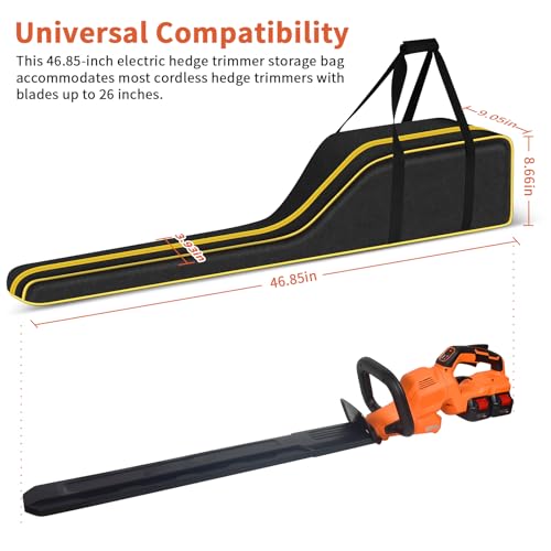 Tanmqin Hedge Trimmer Storage Bag for Black+Decker/for EGO Power+/ for DEWALT/for Worx/for DocSmart. 46.85\" Shrub Trimmer Carry Case with 4 Pockets for Accessories, Gardening Yard Work,Bag Only - Thumbnail 3