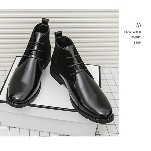 Men'S Leather Lace-Up Formal Chelsea Boots Vintage Leather Stitching Low Chunky Heel Business Dress Boots Meeting Work Ankle Boots2