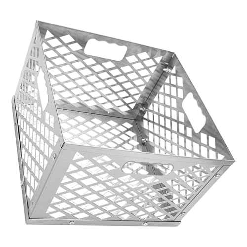 Abaodam Cestino per Carbone in Acciaio Resistente Scatola Porta Carbone Multifunzionale Leggera con Maniglie Contenitore per Barbecue e Cucina Facile da Pulire per Uso Esterno e