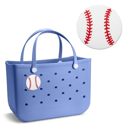 DEVPSISR Rubber Beach Bag Accessories,Bogg Bag Lovely DIY Charms,White baseball