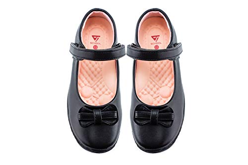 JABASIC Girls School Dress Shoes Mary Jane Flats (4,Black)