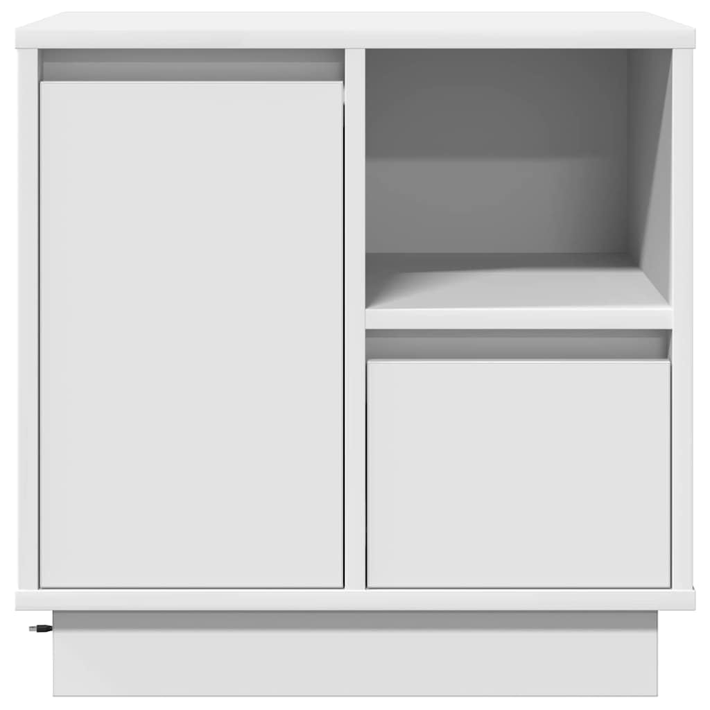 Mesita de noche blanca 50 x 34,5 x 50 cm con LED y cajones de madera de diseño moderno y sencillo, resistente, organizador para dormitorio, salón