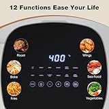 OLIXIS Air Fryer 6 Quart with Window Square Air Fryer 12-in-1 Air Fry, Roast, Reheat, Dehydrate, Bake, Steam, Fries, Custard, Chicken, Wings, Sea Food, Vegetabels,400F Grey