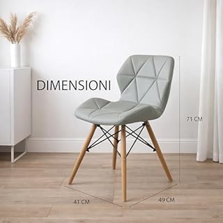 MA MAISON Set 6PZ Sedie in Ecopelle - Design Moderno, Elegante, Soggiorno, da Cucina, Ufficio, Seduta Ergonomica, Gambe in Legno, struttura in Acciaio - 41x49x71h cm