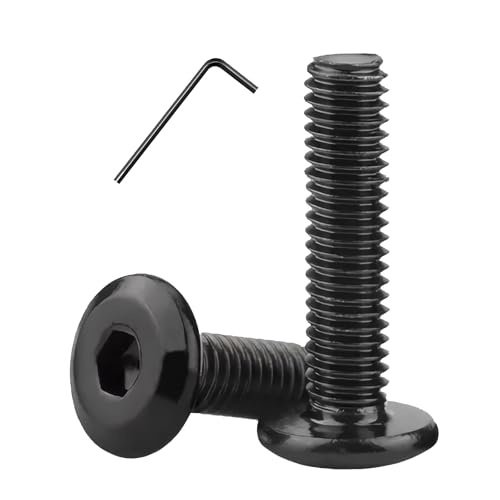 Image of Metuja M6-1.0 x 45mm,20-Pack Black Flat Head Hex Socket Cap Screw Bolts,304 Stainless Steel,Fully Threaded M6 Bolts,Metric Fasteners for Furniture