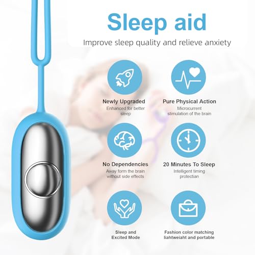 Sleep Aid Device, Micro-Current Sleep Instrument Anxiety Device, Portable Rechargeable Sleep Aid for Anxiety and Insomnia (Blue) - Image 3