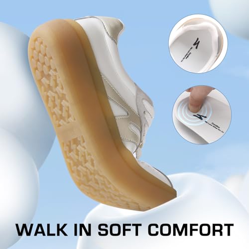 somiliss Sneakers for Women Genuine Leather Suede Upper Non-Slip TPR Outsole Tennis Walking Shoes for Women Fashion Sneakers3