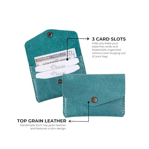 PEGAI Women's Leather Card Holder | Slim Full Grain Leather Wallet | Minimalist Design, Functional Small Wallet - Seline (Whiskey)4