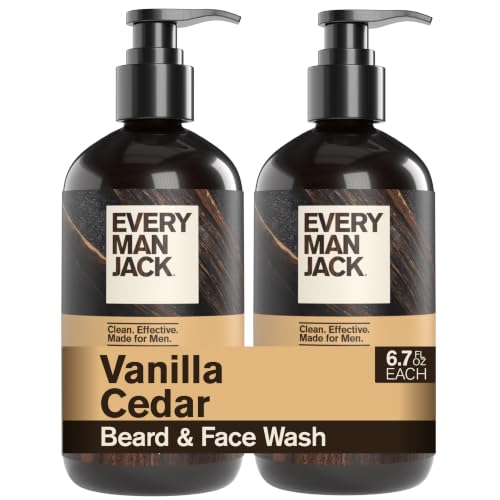 Every Man Jack Beard + Face Wash for Men, Vanilla Cedar, 6.7 fl.o...