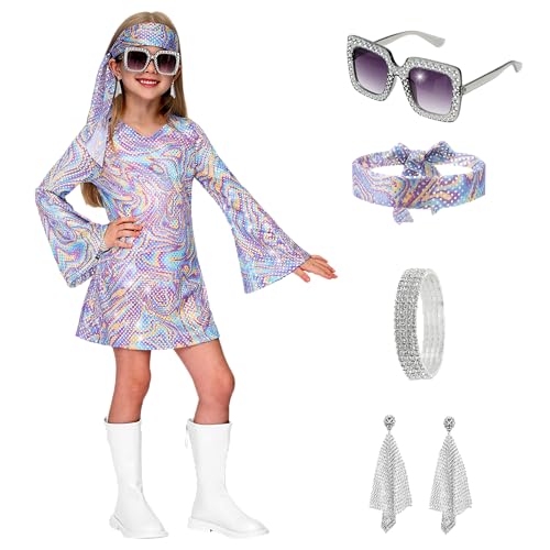 Disfraz Halloween para niñas estilo Hippie años 70 miniatura 1