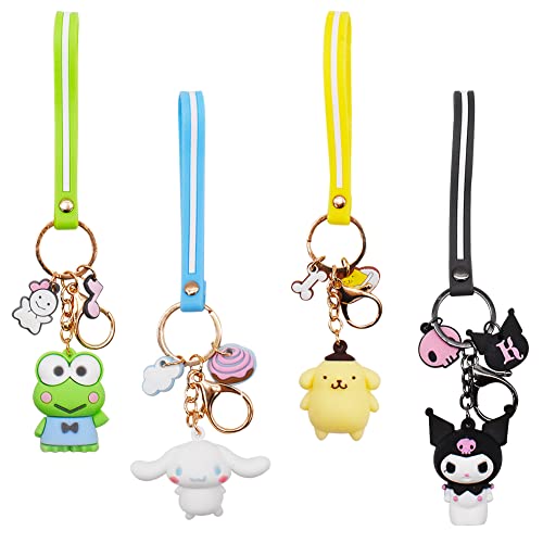 4 pcs Llavero de dibujos animados de Anime Kawaii, llavero de rana bonita gatos y perros, accesorios...