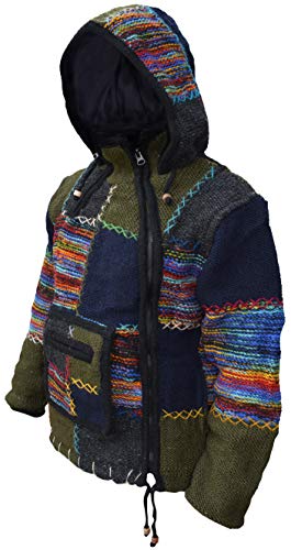 Gheri Men's Woolen Patch Kangaroo Pouch Fleece Lined Hand Knitted Winter Jacket Hoodie3