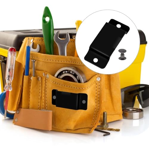 Zarique 6 Pcs Tape Measure Clips With Rivets, Small Metal Belt Holder Clips, Hanging Holder for Easy Carry (Matte Black)