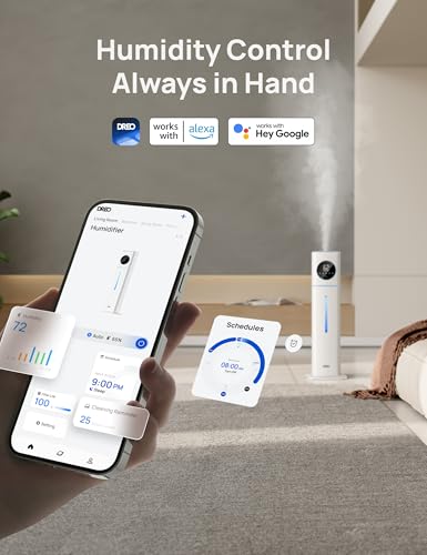 Image of DREO 11L Smart Humidifier Large Room 700 ft, Humidifiers for Bedroom, 100H | 26dB Quiet, Auto Mode, APP & Remote Control, Clean Tank Technology, RGB Light, Aroma Box, Cool Mist Humidifier HM735S, Blue
