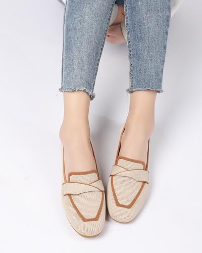 Image of Women's Slip-on Penny Loafers Soft Dress Flats | Comfort Breathable Knit Fabric,Arch Support,Slip-Proof,Bendable,Walking,Office Work,Driving,Travel,Everyday Shoes