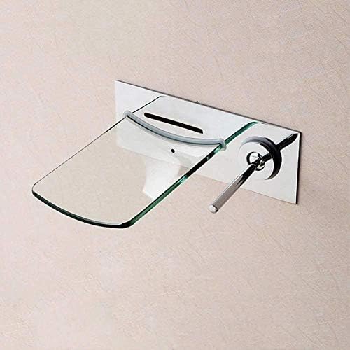 Robinet mural en laiton chrome pour un lavabo cascade au design luxueux et épuré