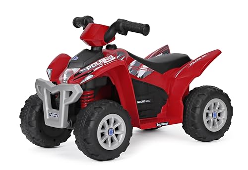 Peg Polaris Mini Quad, Juguete eléctrico para niños de 1 año a 15 kg, batería de 6 V, 90 min de autonomía, Velocidad de 2,7 km/h, Pedal Acelerador, Luces y Sonidos.