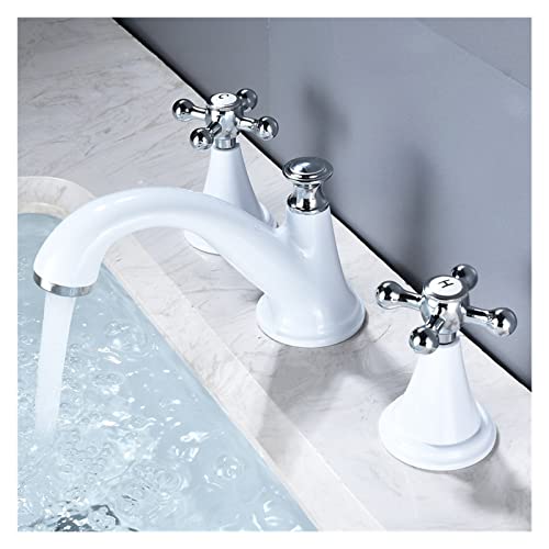 Robinet de lavabo anti-éclaboussures mélangeurs deux poignées eau chaude froide chrome