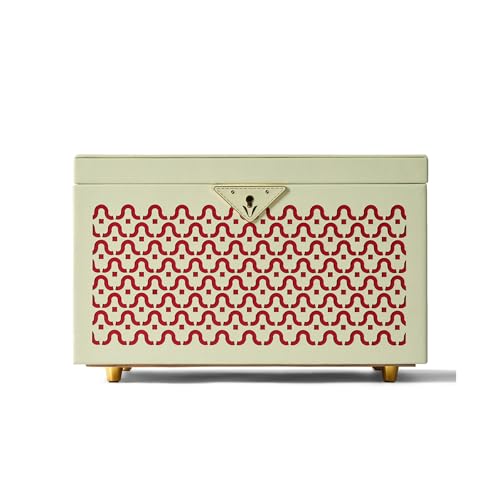 YIORYO Jewelry Box, 3-Tier PU Leather Jewelry Organizer, Multi-Functional Storage Case with Mirror, Accessories Holder with Lock for Necklace Bracelets Watches(Green)