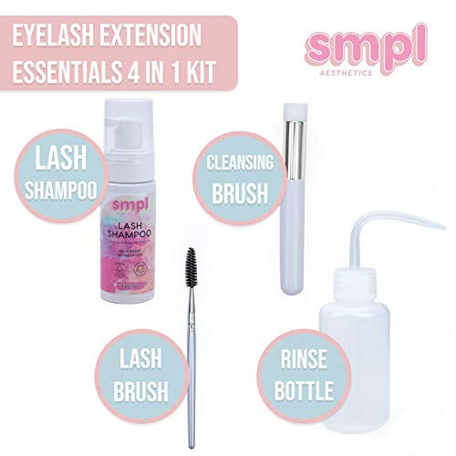 SMPL Aesthetics Eyelash Extension Cleanser – Lash Shampoo / Eyelid Cleanser for Extensions + Brush + Rinse Bottle + Free eBook – Sensitive / Paraben & Sulfate Free,... - Image 2