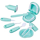 Satiskid Dental Early Education Brushing Toys, 9 Piece Children's Oral Dental Medical Toys Set, Cartoon Tooth Brushing Model, Preschool Education Toy, Dentist Play Toy Set for Girls Boys (Green)