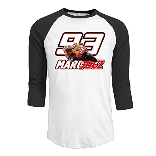 IYaYa MotoGP Marquez 93 Men's 3/4 Sleeve Raglan Baseball Shirt Black