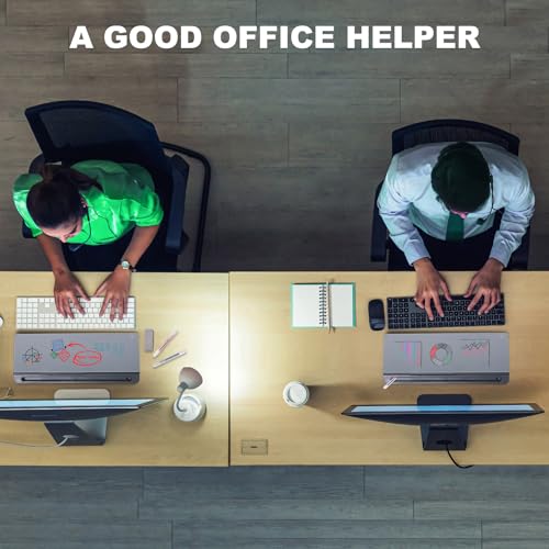 Image of TSJ OFFICE Desktop Whiteboard Dry-Erase-Board - Computer Keyboard Stand White Board Surface Pad with Drawer, Desk Organizers with Accessories for Office, Home, School Supplies - Complete Grey
