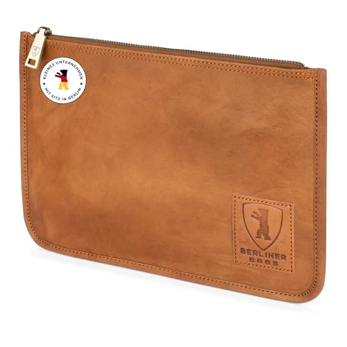 Berliner Bags Vintage Dokumentenmappe Theo XL, Schreibmappe, Reisepass Organizer und Aktenmappe aus Leder, für Herren und Damen - Braun
