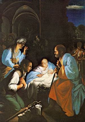 Peinture à l'huile The Birth of Christ 1610 Carlo Saraceni - Reproduction sur toile 30x40 cm