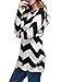 Allegra K Women's Round Neck Long Sleeves Zig-Zag Knitted Shirt XS Black White