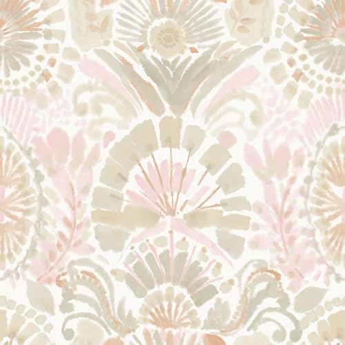 Tempaper Pink Bohemia Damask Removable Wallpaper