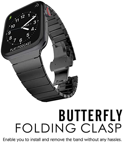 MaKTech Roestvrijstalen Metalen Schakelarmband Compatibel met Apple Watch Series 8/7/6/SE/Ultra/2022 (45mm/44mm/49mm… - Image 3