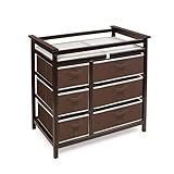 Badger Basket Modern Baby Changing Table with 6 Storage Drawers and Pad, Diaper Change Station - Espresso