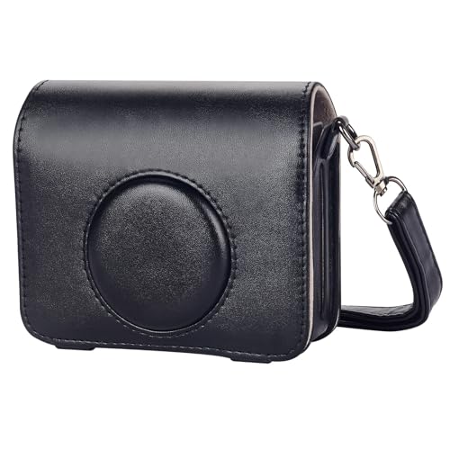 EVO Custodia Protettiva Compatibile con Instax Mini EVO Fotocamera Istantanea Soft PU con cinturino a spalla nero pelle