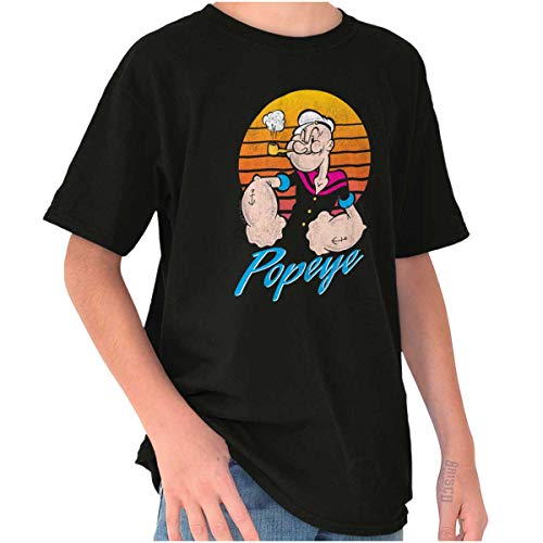 Popeye The Sailor Man Retro Sunset Crewneck T Shirts Boy Girl