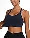 Sports Bras for Women HIigh Support, Criss-Cross Back Padded Strappy High Impact Sports Bras for Women Large Bust(0001_Black+White+Blue_M)