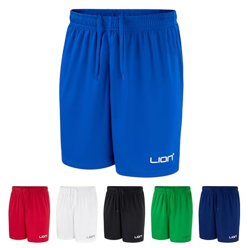LION SPORTSWEAR Men's Football Shorts – Multi-Sport PE Teamwear – Unisex Kids & Adults Sizes – Breathable Athletic Fit | Royal Blue - XS