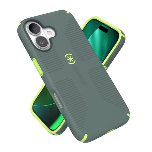 Image of Speck CANDYSHELL Grip +MS Case for iPhone 17 - NEO DRAB /Glow Green | Slim Protective Grip | Drop Protection | MagSafe Compatible
