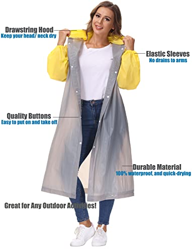 Raincoat, [Pack of 2] Portable EVA Raincoats Rain Poncho with Hoods and Sleeves Emergency Camping Survival Kits3