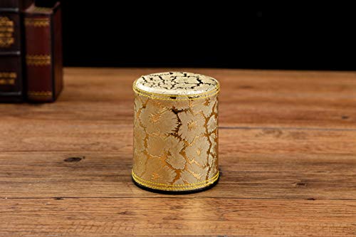Asian Home Thy Collectibles Dice Cup With 5 Dices, Pu Leather Professional Dice Shaker Cup Set For Yahtzee / Craps / Backgammon Or Other Dice Games Golden #TOP4