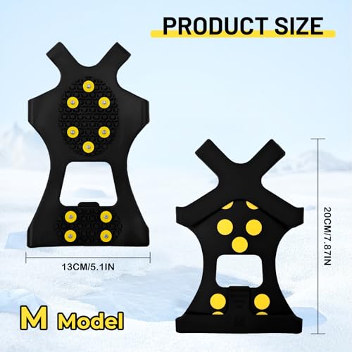 Spikes für Schuhe Winter, Anti Rutsch Schuhkrallen mit 10 Edelstahlspikes, TPE Schlupfdesign, schnell aufsteckbar und faltbar, für EIS, Schnee, vereiste Straßen und Gehwege, EU Gr. 40–43 (L 40-43)