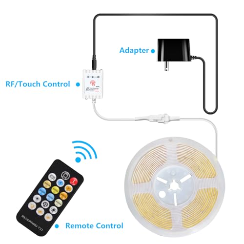 Image of dalattin Smart RGB COB LED IC Strip Lights, 576 LEDs /m Addressable High Density Flexible with Remote & App Control, 16.4ft LED Lights for Living Room, Bedroom, Kitchen Lighting