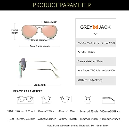 Image of grey jack Polarized Aviator Sunglasses lightweight Stylish Glasses for Men Women UV Protection S110102