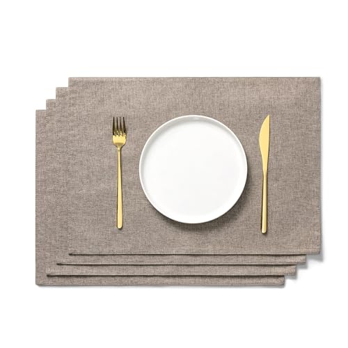 AOKSUNOVA Tischset Braun 4er Set Platzset Platzdeckchen Stoff 33 x 48 cm