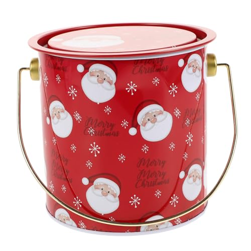 Hohopeti Xmas Candy Storage Christmas Snowy Candy Jars Holiday Snack Jars Cookie Tins for Christmas Decorative Tinplate Buckets