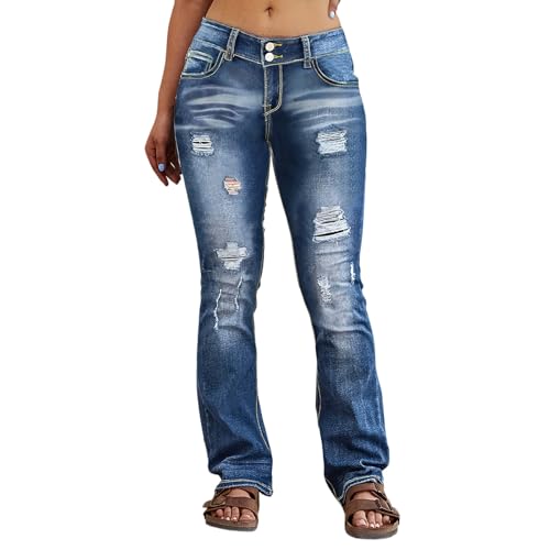 Plus Size Bootcut Jeans for Women,Womens Wide Leg Jeans Western American Eagle Jean for Womens Western Ripped